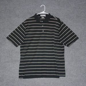 MARTIN Mens Large Black Stripe Golf Polo Shirt Timeless As The Game Short Sleeve